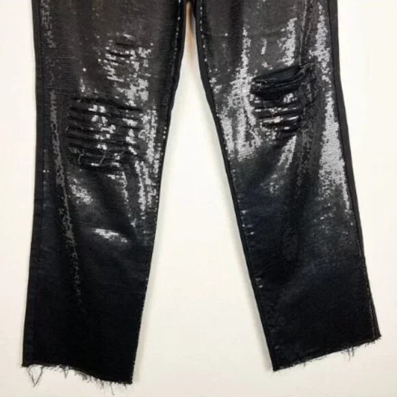 Express Straight Ankle Front High Waisted Ripped Jeans - Picture 7 of 13